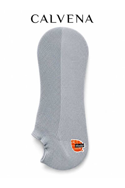 Calvena Men's Seamless 6-Piece Cotton Sneaker Stone Gray Invisible Socks