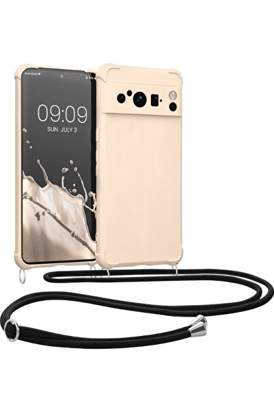 KWmobile Matte Θήκη Σιλικόνης με Λουράκι Λαιμού Google Pixel 8 Pro - Cream