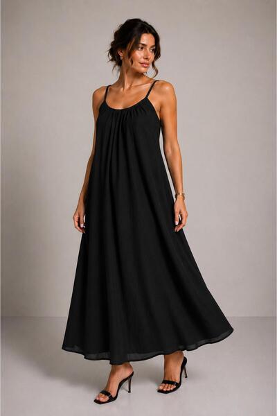ASL WOMAN Women's Tencel Strappy Casual Long Dress