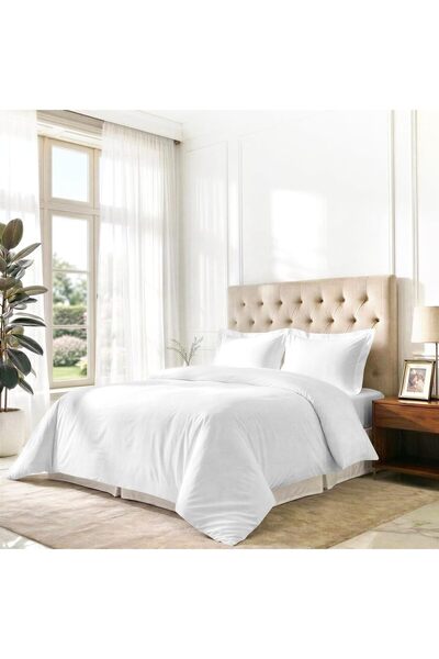 PIZUNA Royale 100% Cotton Double Duvet Cover Set 200x200 cm White, 1000 Threa...