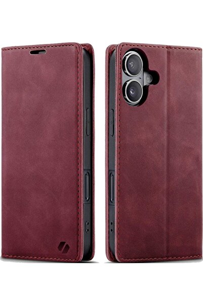 spacecase Θήκη Apple iPhone 16 Plus - Wallet Πορτοφόλι - Red