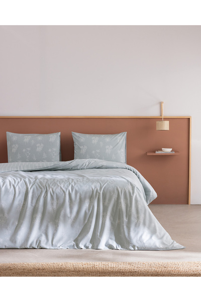 Madame Coco Adelaide Double Cotton Printed Sheet and Duvet Cover Set - Mint G...