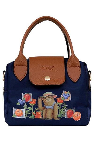 Dogo Women's Vegan Navy Blue Medium Handbag - Sloth Gardener Design