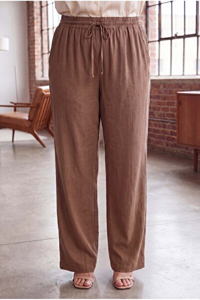 RMG Beli Lace-Up Large Size Linen Trousers Mink