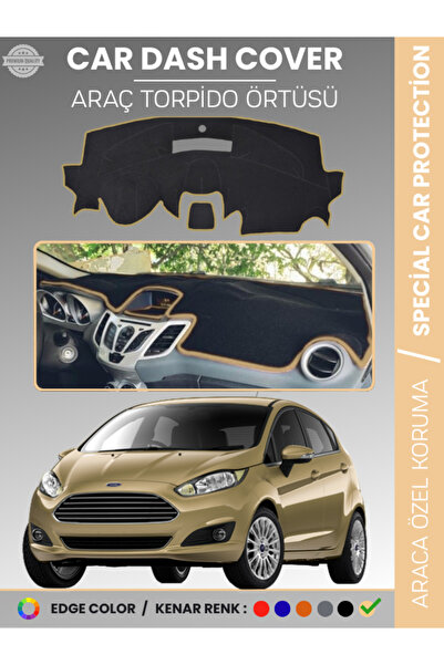 Ford Fiesta 2008-2017 Bej Torpido Örtüsü Ön Göğüs Koruma Torpido Koruma Tam Uyum Çatlamayı Önler