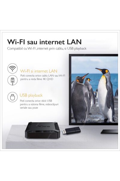RUNMUS Mini PC TV Smart Box X3 Pro Plus+ 3228A, 4K, dual Android 10, WI-FI, 2GB RAM, HDMI,16GB, BT 4.1 Negru