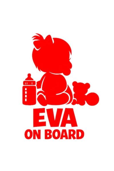 OEM Autocolant decorativ auto  "EVA ON BOARD ", M1, 10cm, Roșu