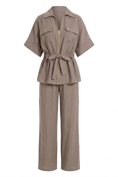 Ruby Waist Adjustable Zippered Suit Brown
