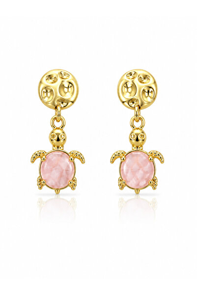 Angelovia Turtle Pink Stone Steel Women's Earrings