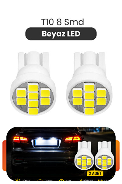 Asdelya T10 W5W 8 SMD Beyaz LED Ampul Park Plaka Tavan Bagaj İç Aydınlatma 2 ...