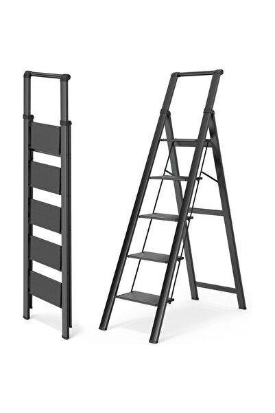 Sumkyle 5 Step Ladder, Ladders for Home, Anti-Slip Pedals, Step Stool Foldabl...