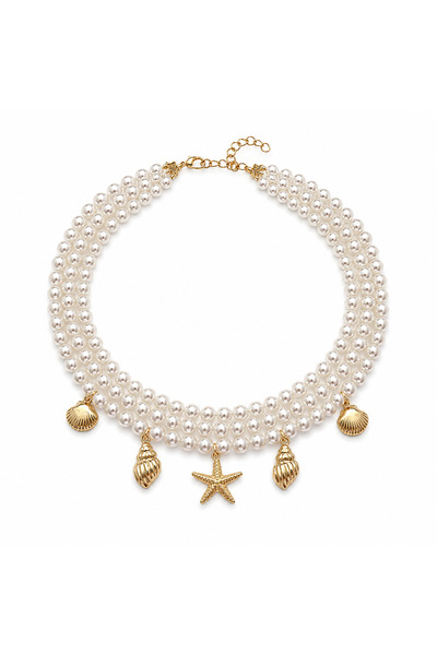 Venus Design Choker Necklace with Pearl Charm