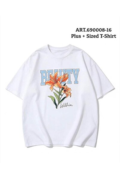 Vordevia Μπλουζάκι Unisex με στάμπα Beauty, λευκό, oversized, βασικό, άνετο, ...