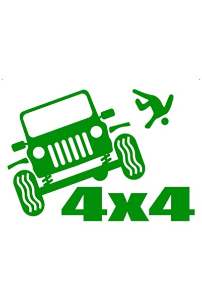 OEM Autocolant decorativ auto  "4x4 jeep off road ", 15cm, Verde