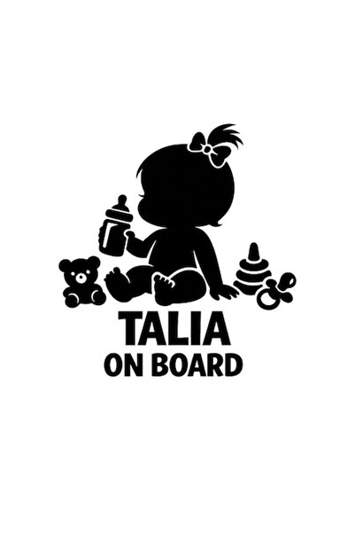 OEM Autocolant decorativ auto  "TALIA ON BOARD ", 10cm, Negru