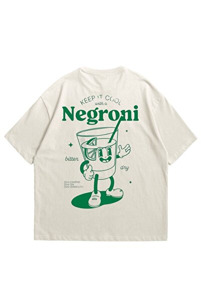 Vordevia Μπλουζάκι Unisex με στάμπα Negroni, λευκό, oversized, βασικό, άνετο ...