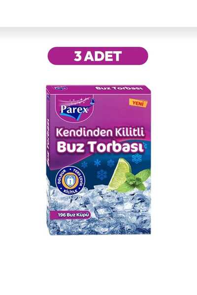 Parex Kendin Kilitli Buz Torbası 3 Paket x 196 Buz Küpü