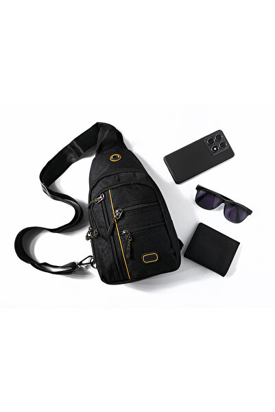Bagacar Multi-Compartment Waterproof Daily Use Cross Shoulder and Backpack Bag with USB Port, Black