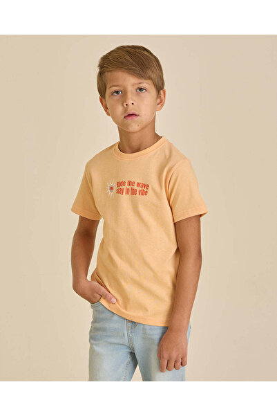 REDTAG Boys Peach Ride The Wave Print T-Shirt