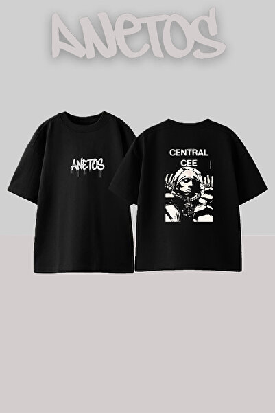 Anetos Central Cee_27 dizajn, štampana unisex majica velikog formata, crna