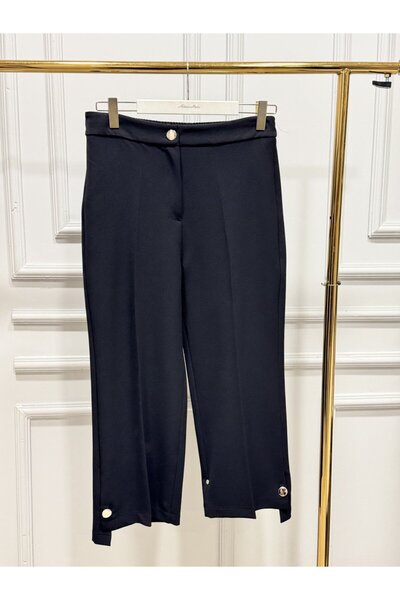 ALANURMODA 3956 metal buttoned leg pants black