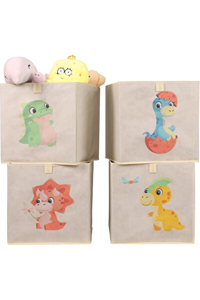 Navaris Set de 4 cutii de depozitare, 33 x 33 cm, pliabile, cu design de dino...