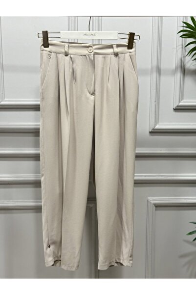 ALANURMODA 18297 Pleated Front Trousers Beige