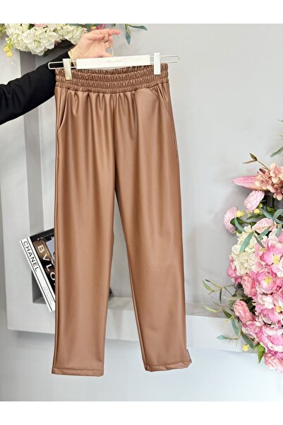 HEAWENİST Hwn6263 Leather Carrot Trousers Brown