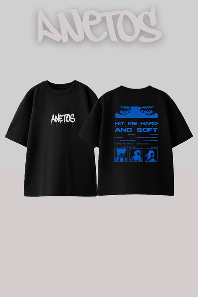 Anetos Billie Eilish_63 Design Printed Unisex Oversize Black Tshirt