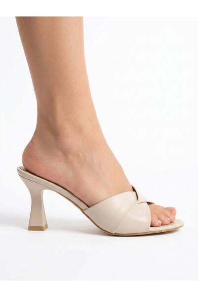 ZAPO Square Toe Thin Heel Slippers