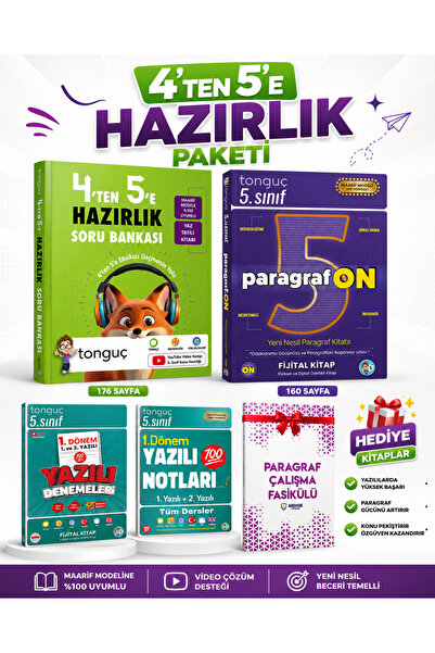 Tonguç Yayınları 4 ten 5 e Hazırlık Kitabı + Paragrafon + 1. Dönem Yazılı Not...