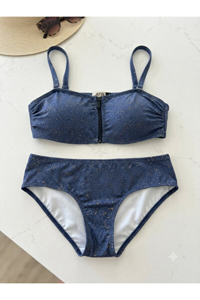 Genel Markalar Kot ve altın desenli bikini takımı