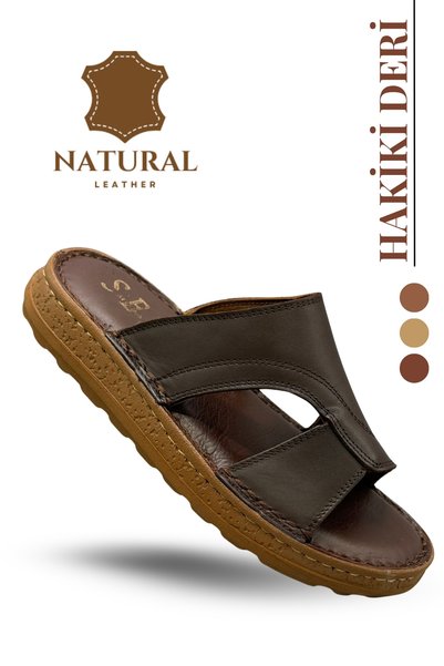 Moda Anna Papuci pentru bărbați din piele naturală - Papuci pentru bărbați di...