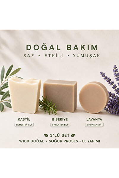 Seçkin Trend 100% Natural Cold Process Handmade Soap Set-1, Daily Cleaning Ro...