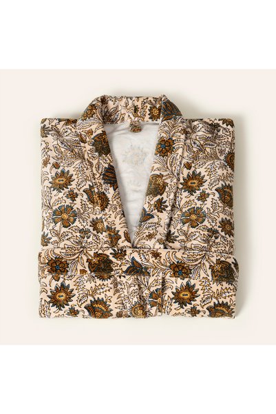 Zsa Zsa Zsu Bundi Beige - Brown Cotton Dressing Gown