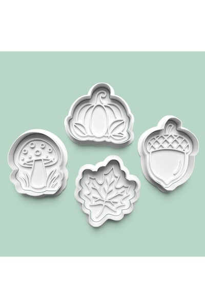 AKTASTORE Autumn Theme Cookie Mold and Sugar Dough Mold Set of 4 0967-Set