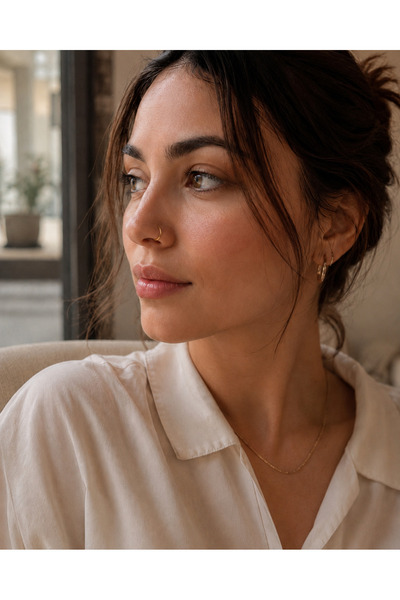 Sarezza 14 Ayar Altın Minimal Top Detaylı Halka Piercing