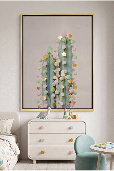 Jasmine Art لوحة جدارية للأطفال بتصميم الصبار بألوان الباستيل |   لوحة قماشية...