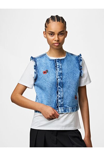 PIECES Oberteil PCPALMA GERÜSCHTES DENIM