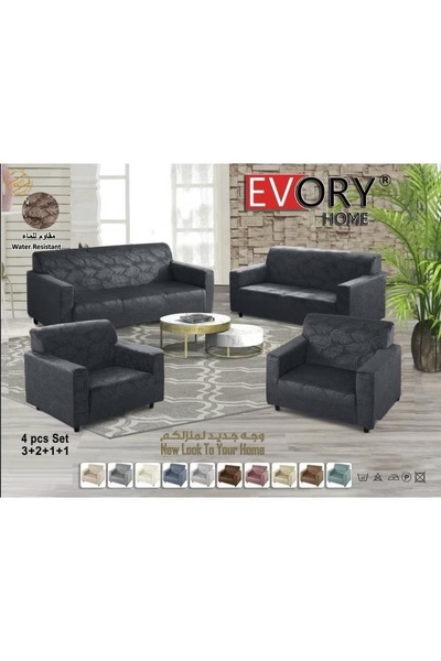 Evory Home Sofa Cover Waterproof Velvet Flower 4-Pieces Set of 7-Seater (3+2+...