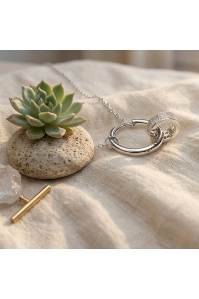 TAKVANOV Stainless Steel Zircon Stone Circle Women's Necklace – Modern Design