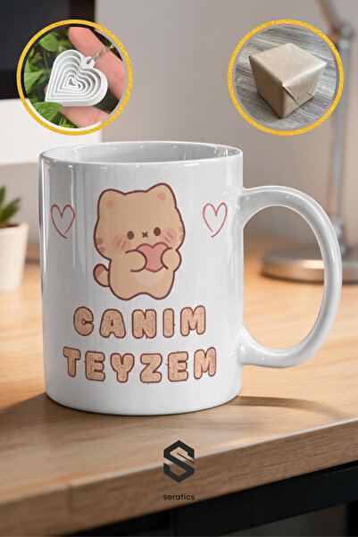 Seratics Canım Teyzem Seramik Kupa Tatlı Ayıcık Temalı Özel Tasarım Çift Tara...