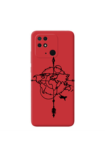 Other Xiaomi Redmi 10C Old Map Red Colored Silicone TPU Θήκη