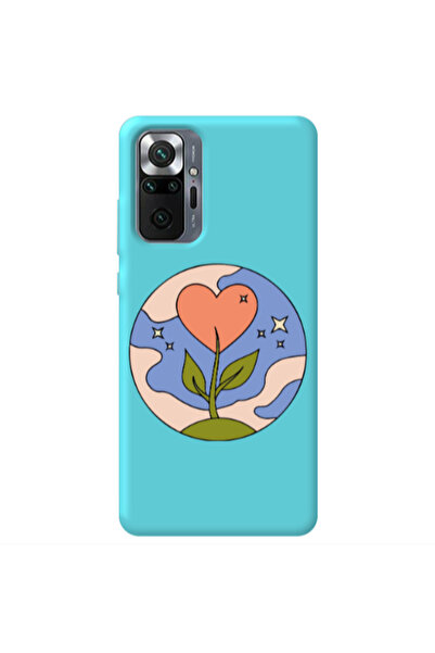 Other Xiaomi Redmi Note 10 Pro 4G Hearted Flower Turquoise Colored Silicone T...