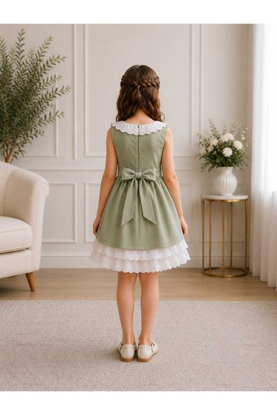 FERA Children's Dress Flam Cotton Linen Burnout Guipure Daily Wear