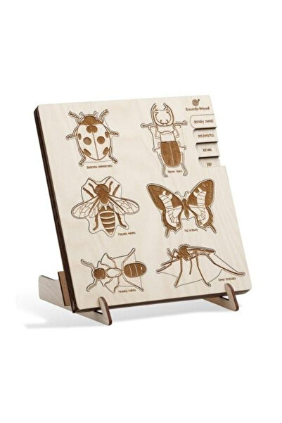 OEM Puzzle educativ din lemn Sounds Wood, 24 piese, insecte, multicolor