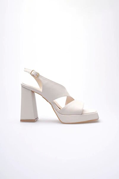 Belinora Beige Women's Heeled Platform Sandals Tr12My04C