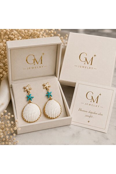 GM Jewelry Gerçek Deniz Kabuklu Yazlık Kadın Küpe