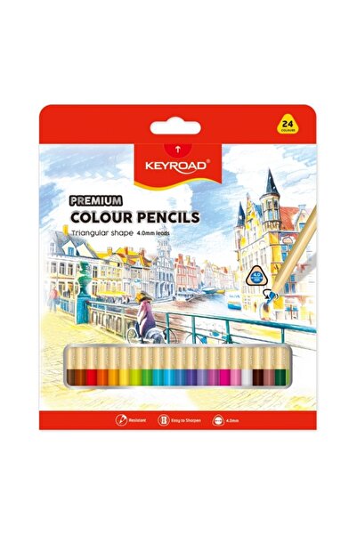 MC Micostore Цветни моливи KR973349, триъгълни, 24 цвята, графит 4 мм, картон...