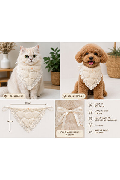 YILDIZ DİJİTAL HOME Cat Bandana Collar Scarf Ruched Handmade for Small Breed ...